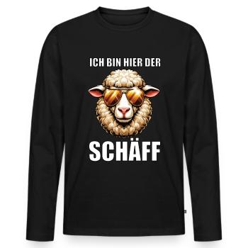 Ich Bin Hier Der Schäff Schaf Schafe Schäfer Mäh - Männer Premium Bio Langarmshirt - Schwarz - Vorne - Nico (187cm)