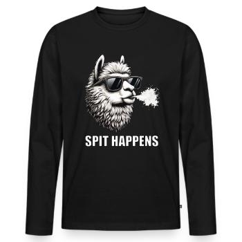 Spit Happens lama Alpaka lamas Alpakabesitzer - Männer Premium Bio Langarmshirt - Schwarz - Vorne - Nico (187cm)