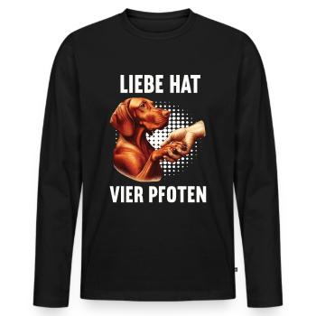 Liebe hat Vier Pfoten Magyar Vizsla Magyar Vizslas - Männer Premium Bio Langarmshirt - Schwarz - Vorne - Nico (187cm)