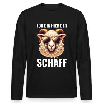 Ich Bin Hier Der Schäff Schaf Schafe Schäfer Mäh - Männer Premium Bio Langarmshirt - Schwarz - Vorne - Nico (187cm)