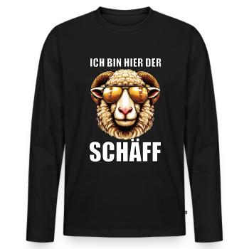 Ich Bin Hier Der Schäff Schaf Schafe Schäfer Mäh - Männer Premium Bio Langarmshirt - Schwarz - Vorne - Nico (187cm)