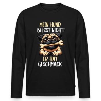 Mein Hund Beisst nicht Mops Möpse Mopsbesitzer - Männer Premium Bio Langarmshirt - Schwarz - Vorne - Nico (187cm)