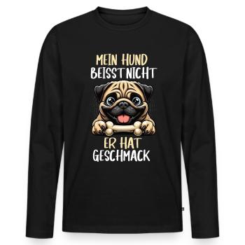 Mein Hund Beisst nicht Mops Möpse Mopsbesitzer - Männer Premium Bio Langarmshirt - Schwarz - Vorne - Nico (187cm)
