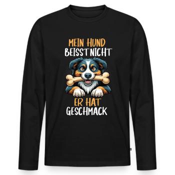 Mein Hund Beisst Nicht Australian Shepherd Aussie - Männer Premium Bio Langarmshirt - Schwarz - Vorne - Nico (187cm)