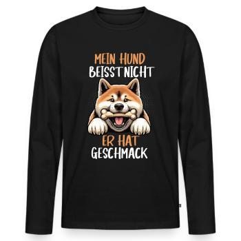 Mein Hund Beisst Nicht Akita Akitabesitzer Akitas - Männer Premium Bio Langarmshirt - Schwarz - Vorne - Nico (187cm)