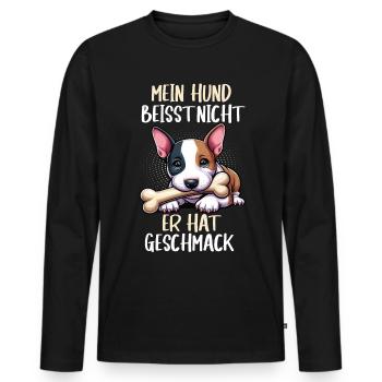 Mein Hund Beisst Nicht Miniatur Bullterrier Bully - Männer Premium Bio Langarmshirt - Schwarz - Vorne - Nico (187cm)