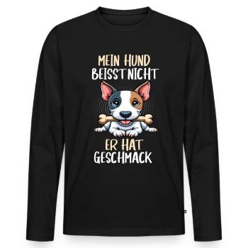 Mein Hund Beisst Nicht Miniatur Bullterrier Bully - Männer Premium Bio Langarmshirt - Schwarz - Vorne - Nico (187cm)