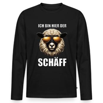 Ich Bin Hier Der Schäff Walliser Schaf Schafe Mäh - Männer Premium Bio Langarmshirt - Schwarz - Vorne - Nico (187cm)
