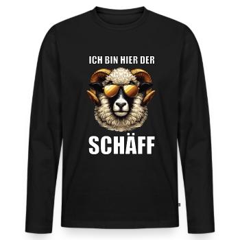 Ich Bin Hier Der Schäff Walliser Schaf Schafe Mäh - Männer Premium Bio Langarmshirt - Schwarz - Vorne - Nico (187cm)