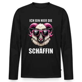 Ich Bin Hier Die Schäffin Walliser Schaf Schaf Mäh - Männer Premium Bio Langarmshirt - Schwarz - Vorne - Nico (187cm)