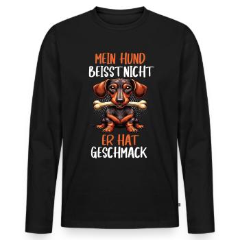 Mein Hund Beisst Nicht Dackel Dackelbesitzer - Männer Premium Bio Langarmshirt - Schwarz - Vorne - Nico (187cm)