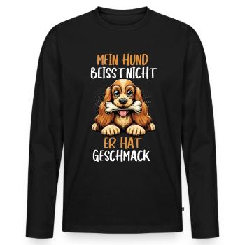 Mein Hund Beisst Nicht Cocker Spaniel Cockerhund - Männer Premium Bio Langarmshirt - Schwarz - Vorne - Nico (187cm)