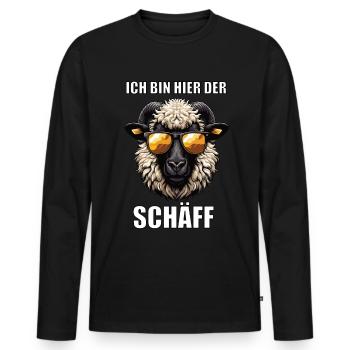 Ich Bin Hier Der Schäff Walliser Schaf Schafe Mäh - Männer Premium Bio Langarmshirt - Schwarz - Vorne - Nico (187cm)
