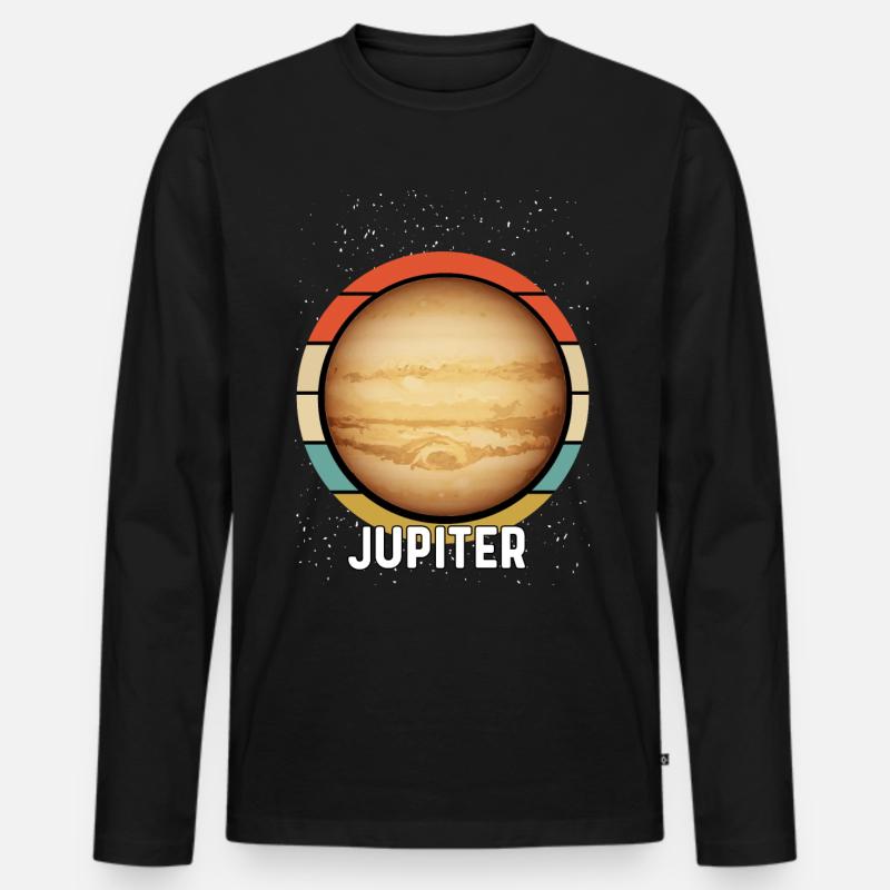 Planet Jupiter - Männer Premium Bio Langarmshirt - Schwarz