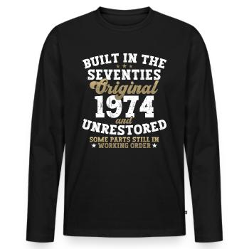 Construit dans les années soixante-dix 1974 48e anniversaire hommes - T-shirt manches longues Premium bio Homme - noir - Devant - Nico (187cm)