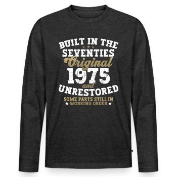 Built in the seventies 1975 47th birthday men - Men's Premium Organic Long Sleeve Shirt - heather anthracite - Front - Nico (187cm)