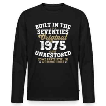 Construit dans les années soixante-dix 1975 47e anniversaire hommes - T-shirt manches longues Premium bio Homme - noir - Devant - Nico (187cm)