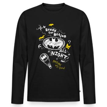 Batman Ready For Action - Men's Premium Organic Long Sleeve Shirt - black - Front - Nico (187cm)