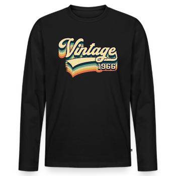 Vintage 1966 Jahrgang 55. Geburtstag Geschenk - Männer Premium Bio Langarmshirt - Schwarz - Vorne - Nico (187cm)