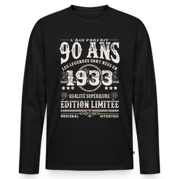 Les légendes sont nées en 1933 - 90 ans - T-shirt manches longues Premium bio Homme - noir - Devant - Nico (187cm)