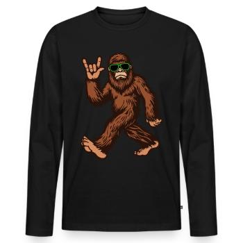 Bigfoot Sasquatch aime les lunettes de soleil rock and roll - T-shirt manches longues Premium bio Homme - noir - Devant - Nico (187cm)