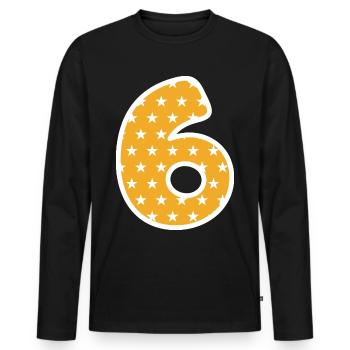 Sechs - Männer Premium Bio Langarmshirt - Schwarz - Vorne - Nico (187cm)