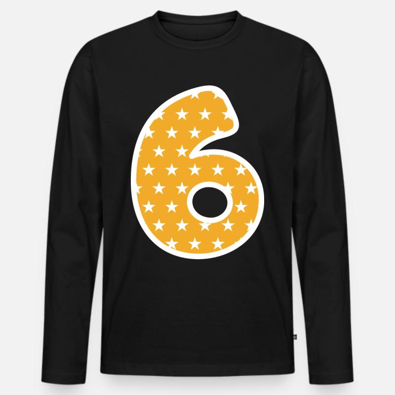 Sechs - Männer Premium Bio Langarmshirt - Schwarz