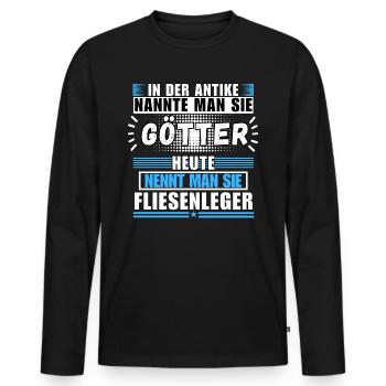Les dieux dans l’Antiquité. Aujourd’hui carreleur - T-shirt manches longues Premium bio Homme - noir - Devant - Nico (187cm)