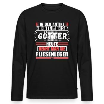 Les dieux dans l’Antiquité. Aujourd’hui carreleur - T-shirt manches longues Premium bio Homme - noir - Devant - Nico (187cm)