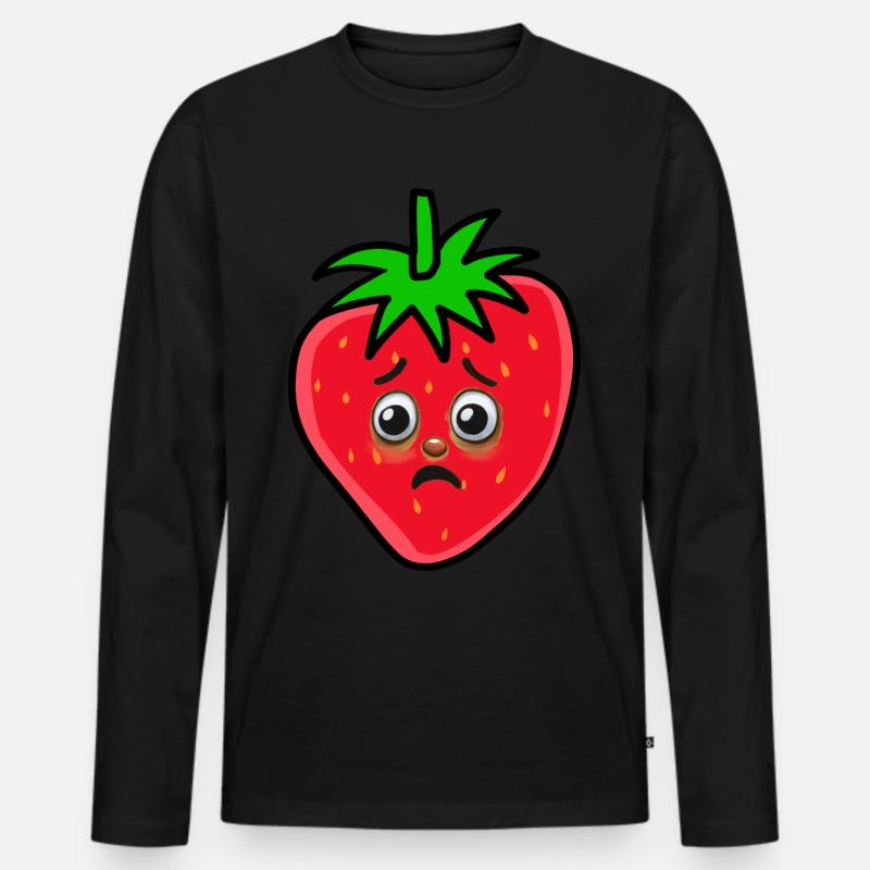 Erdbeere Erdbeeren Frucht - Männer Premium Bio Langarmshirt - Schwarz