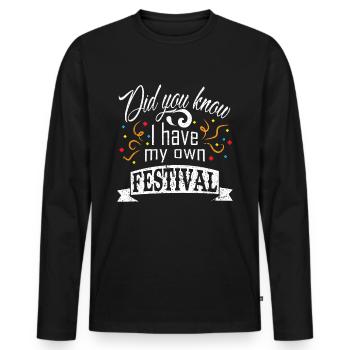 My Festival Shirt - Idée cadeau Festival Fans - T-shirt manches longues Premium bio Homme - noir - Devant - Nico (187cm)