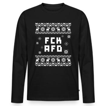 FCK AFD Ugly Christmas - Männer Premium Bio Langarmshirt - Schwarz - Vorne - Nico (187cm)