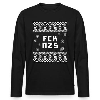 FCK NZS Ugly Christmas - Men's Premium Organic Long Sleeve Shirt - black - Front - Nico (187cm)