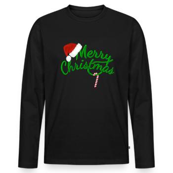 MERRY CHRISTMAS - Merry Christmas - Candy Cane - Men's Premium Organic Long Sleeve Shirt - black - Front - Nico (187cm)