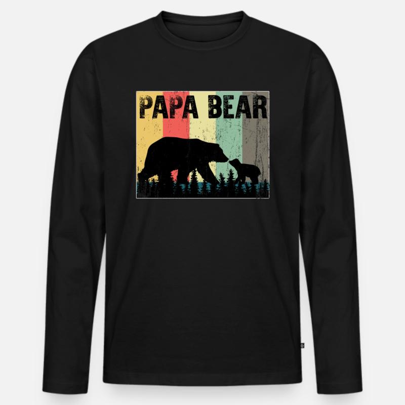 papabär - Männer Premium Bio Langarmshirt - Schwarz