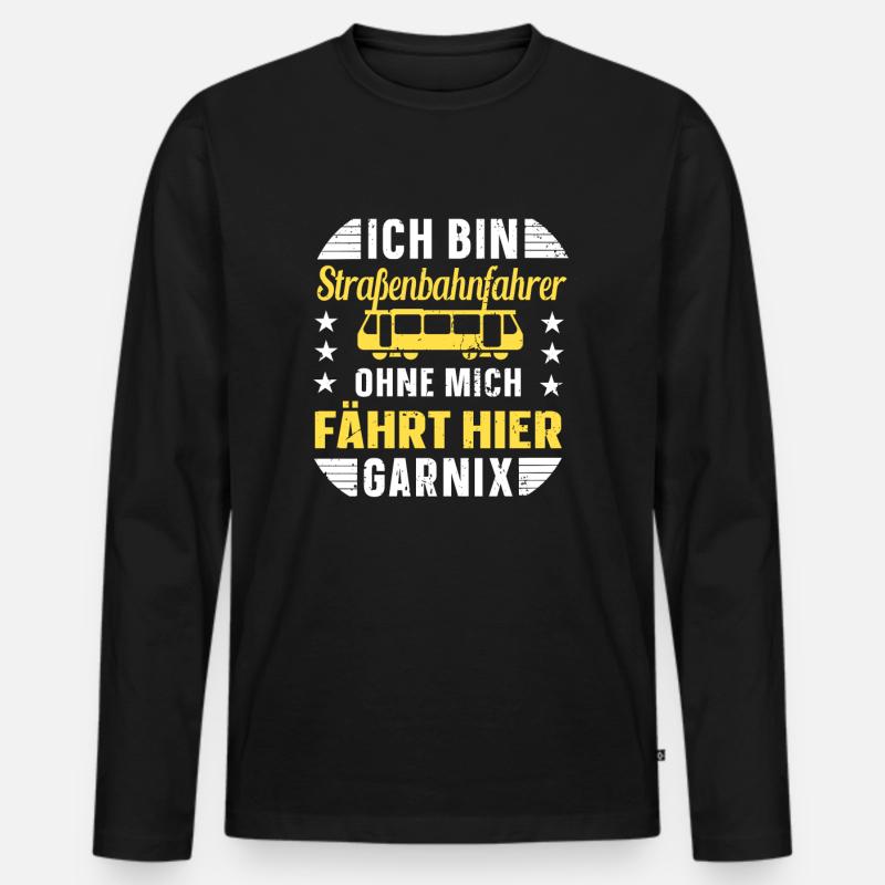 Straßenbahn Trambahn Stadtbahn Straßenbahnfahrer - Männer Premium Bio Langarmshirt - Schwarz