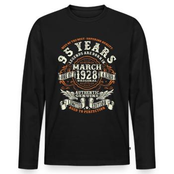 Legends are born in March 1928 - 95 years - Men's Premium Organic Long Sleeve Shirt - black - Front - Nico (187cm)
