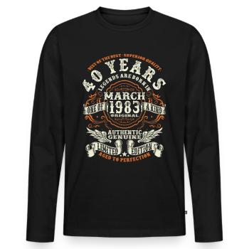 Legends are born in March 1983 - 40 years - Men's Premium Organic Long Sleeve Shirt - black - Front - Nico (187cm)