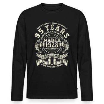 95 years old - legend born in march 1928 - Men's Premium Organic Long Sleeve Shirt - black - Front - Nico (187cm)