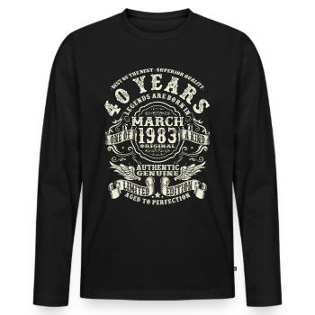 40 years old - legend born in march 1983 - Men's Premium Organic Long Sleeve Shirt - black - Front - Nico (187cm)