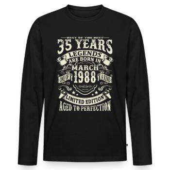 Legend born in March 1988 - 35 years old - Men's Premium Organic Long Sleeve Shirt - black - Front - Nico (187cm)