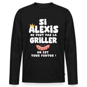 Alexis roi barbecue cadeau alexis fêtes - T-shirt manches longues Premium bio Homme - noir - Devant - Nico (187cm)