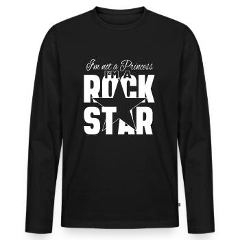 Je ne suis pas une princesse, je suis une rock star - T-shirt manches longues Premium bio Homme - noir - Devant - Nico (187cm)