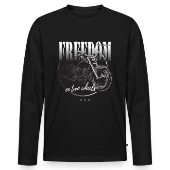 Liberté sur deux roues moto dessin à la craie - T-shirt manches longues Premium bio Homme - noir - Devant - Nico (187cm)