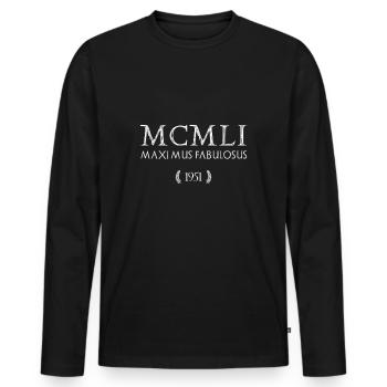1951 - Le plus grand des légendaires - MCMLI - T-shirt manches longues Premium bio Homme - noir - Devant - Nico (187cm)