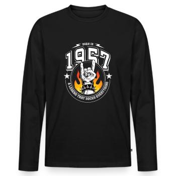 Anniversaire de 1957, tout bascule - T-shirt manches longues Premium bio Homme - noir - Devant - Nico (187cm)