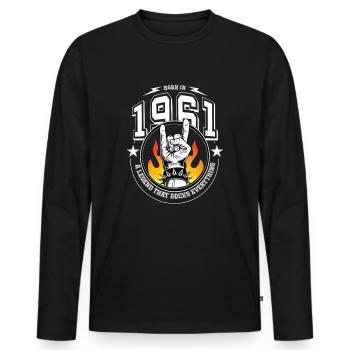 1961 Birthday, rocks everything - Men's Premium Organic Long Sleeve Shirt - black - Front - Nico (187cm)