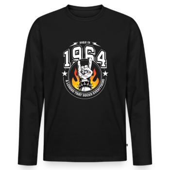1964 Anniversaire, berce tout - T-shirt manches longues Premium bio Homme - noir - Devant - Nico (187cm)