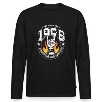1966 Birthday, rocks everything - Men's Premium Organic Long Sleeve Shirt - black - Front - Nico (187cm)