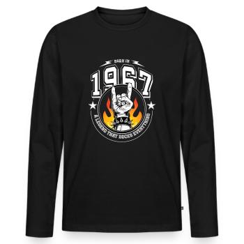 1967 Anniversaire, rock tout - T-shirt manches longues Premium bio Homme - noir - Devant - Nico (187cm)
